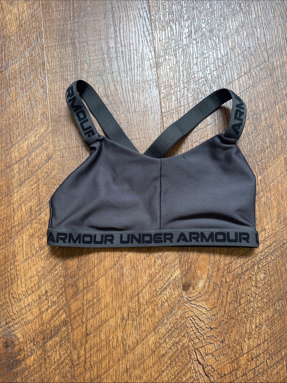 Under Armour Charcoal Logo-Band Sports Bra
